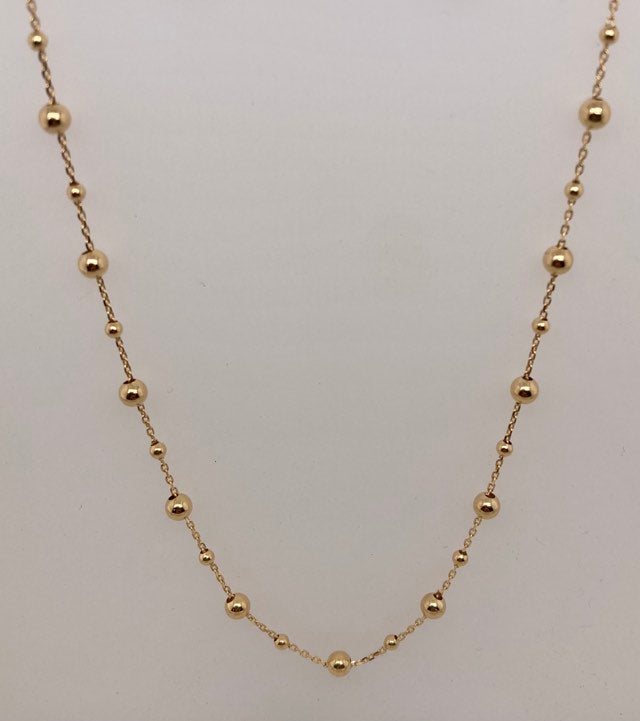 14K Gold Bead Station Necklace