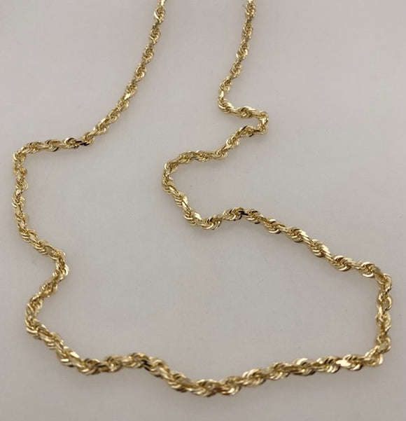 14K Gold Diamond Cut Rope Chain