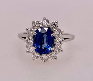 Estate 18K Ceylon Sapphire & Diamond Ring