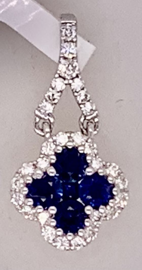 18K Diamond & Sapphire Pendant