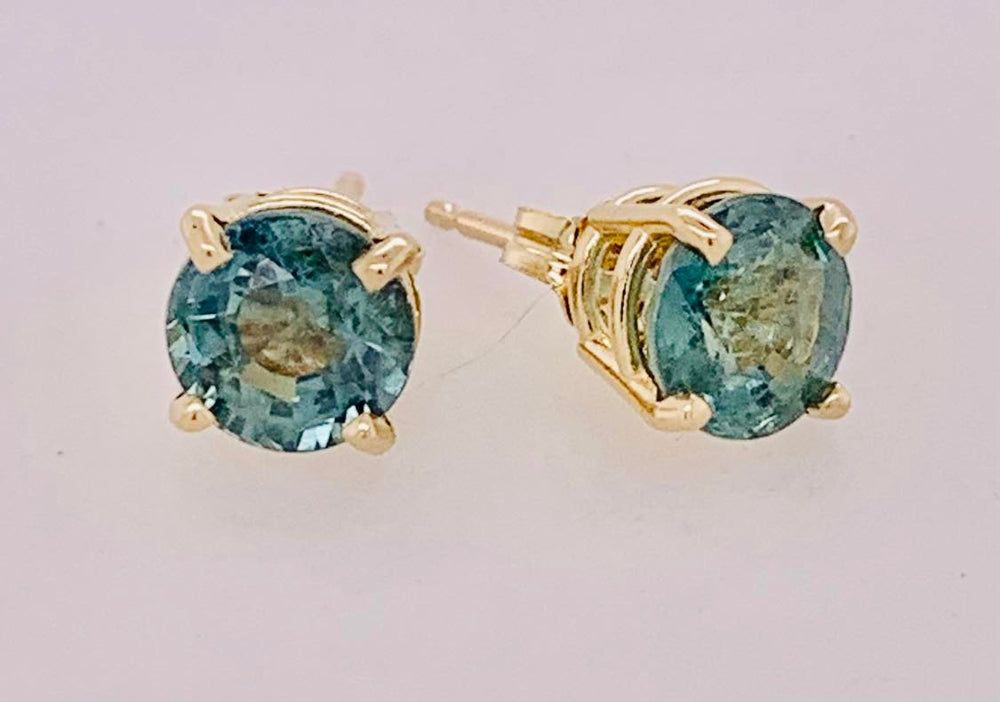 14K Yellow Gold Created Alexandrite Earrings