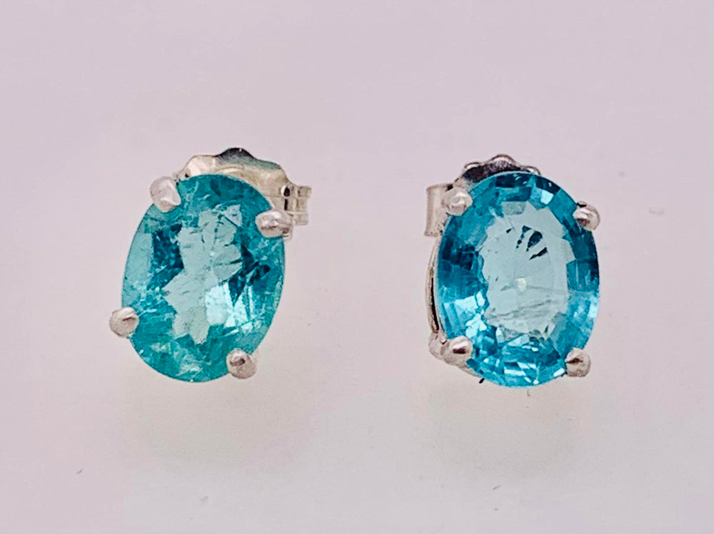 Sterling Silver Apatite Stud Earrings