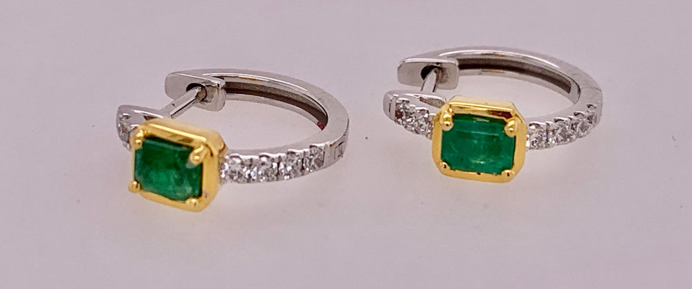 14K Emerald & Diamond Earrings