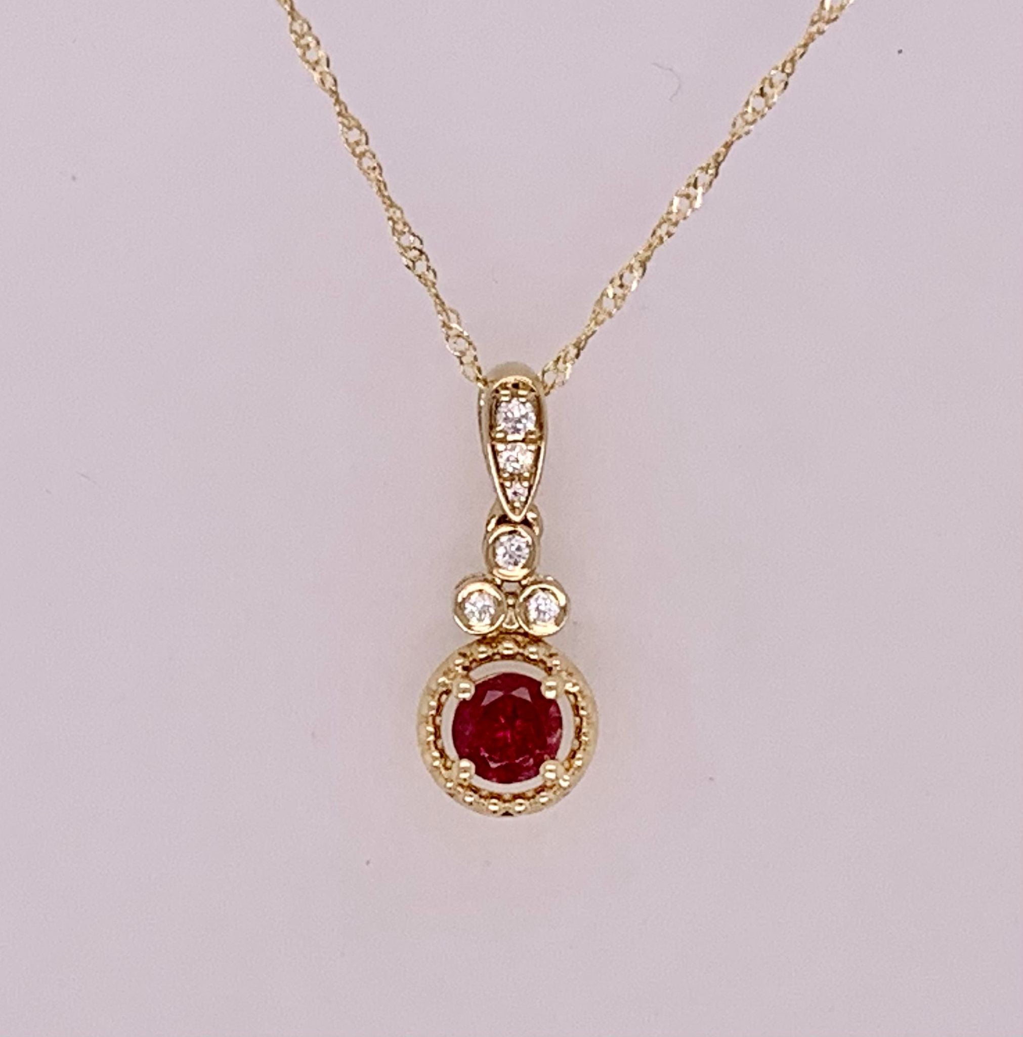 14K Rubellite & Diamond Pendant