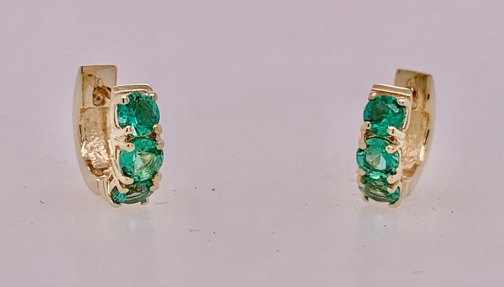 14K Emerald Hoop Earrings