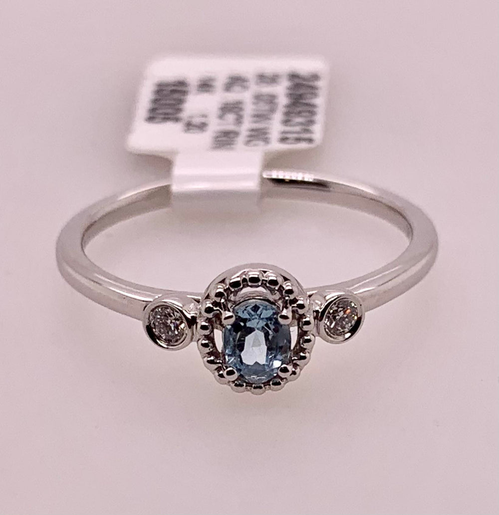 14K Aquamarine & Diamond Ring