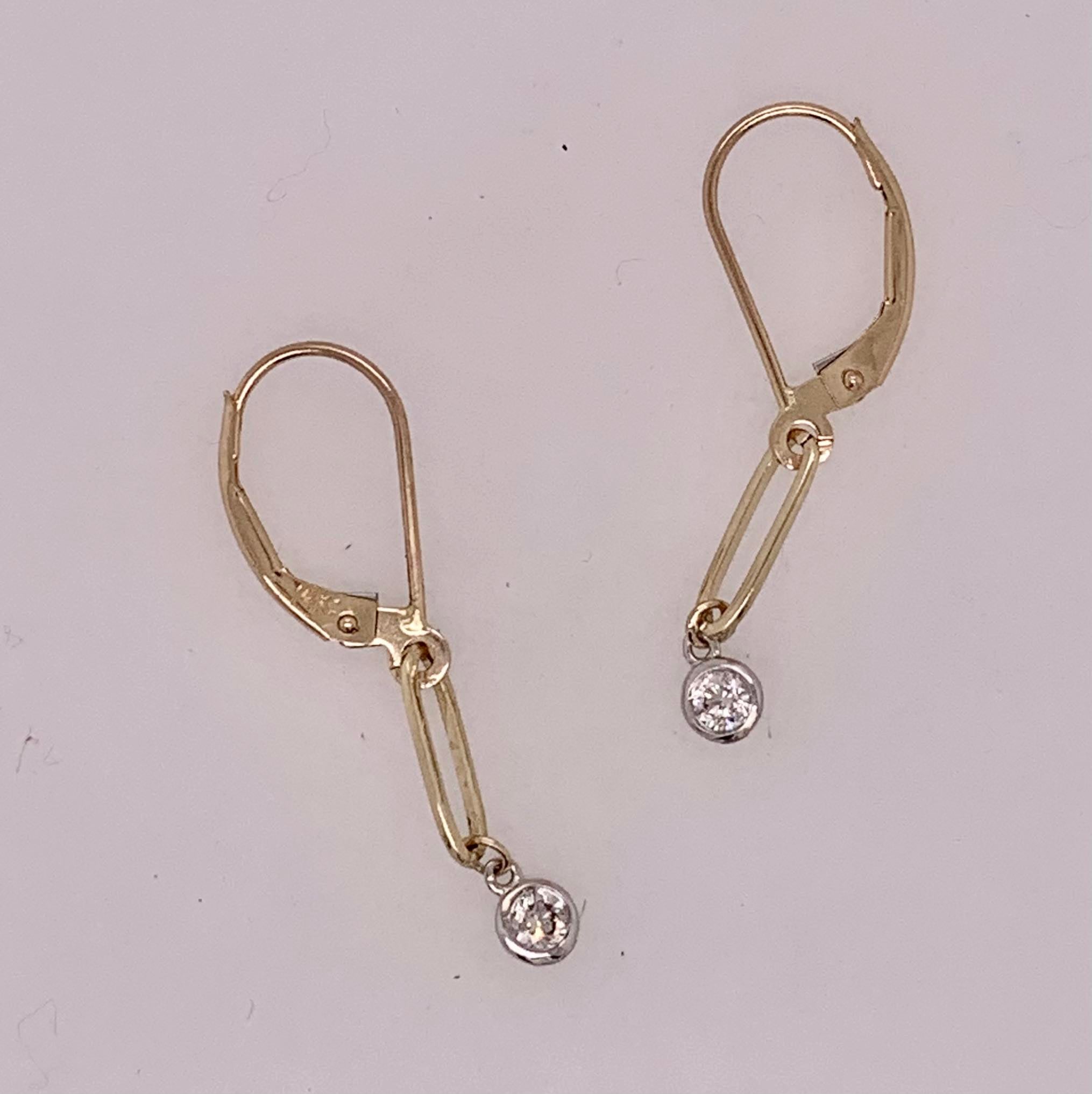 14K Diamond Paper Clip Earrings