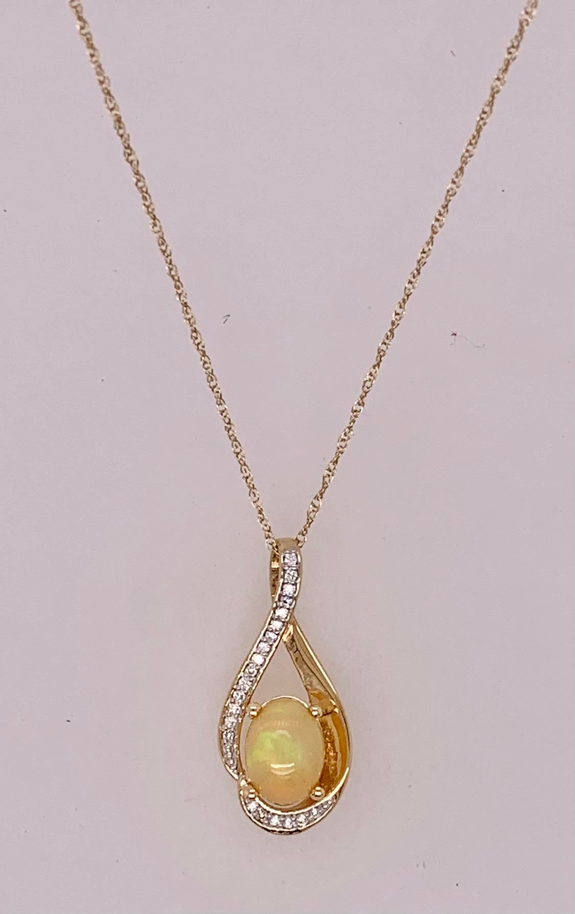 14K Opal & Diamond Pendant