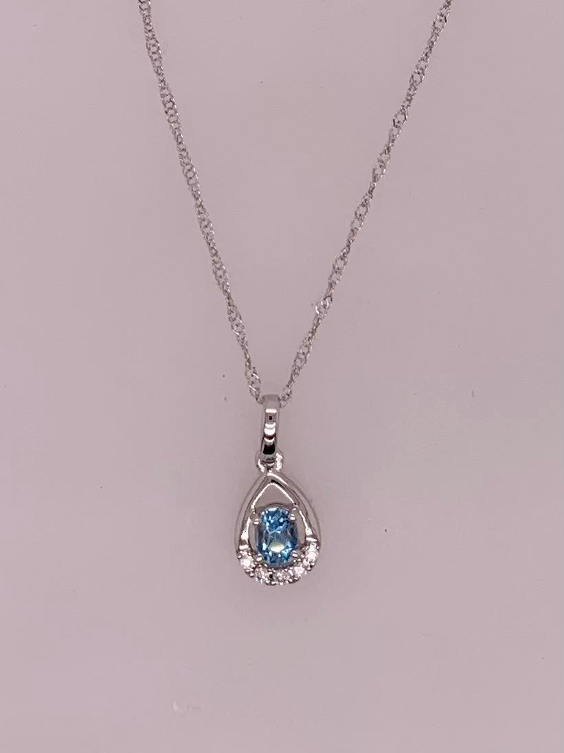 14K Aquamarine & Diamond Pendant