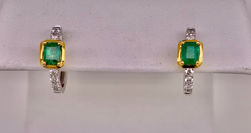 14K Emerald & Diamond Earrings