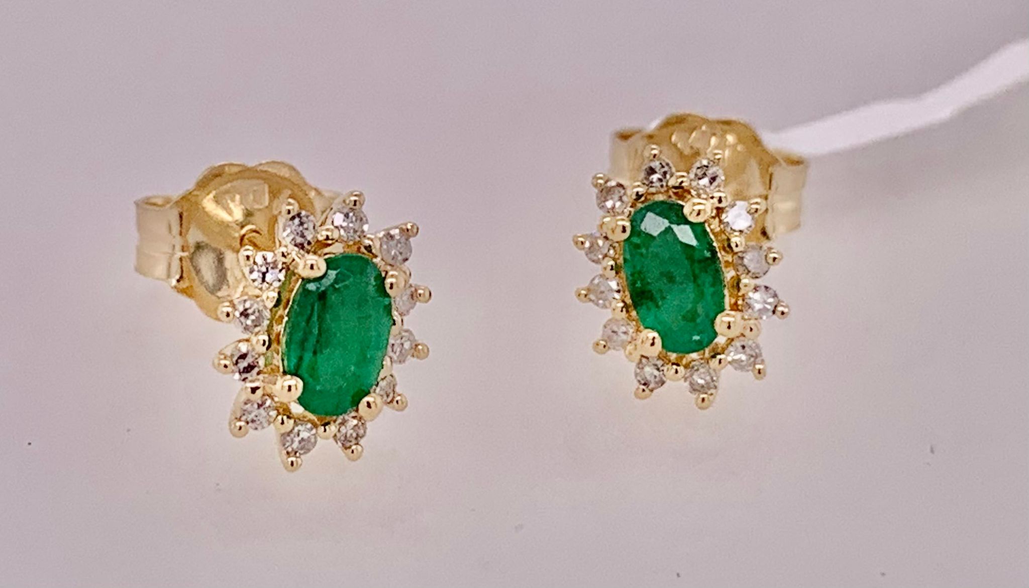 14K Emerald & Diamond Earrings