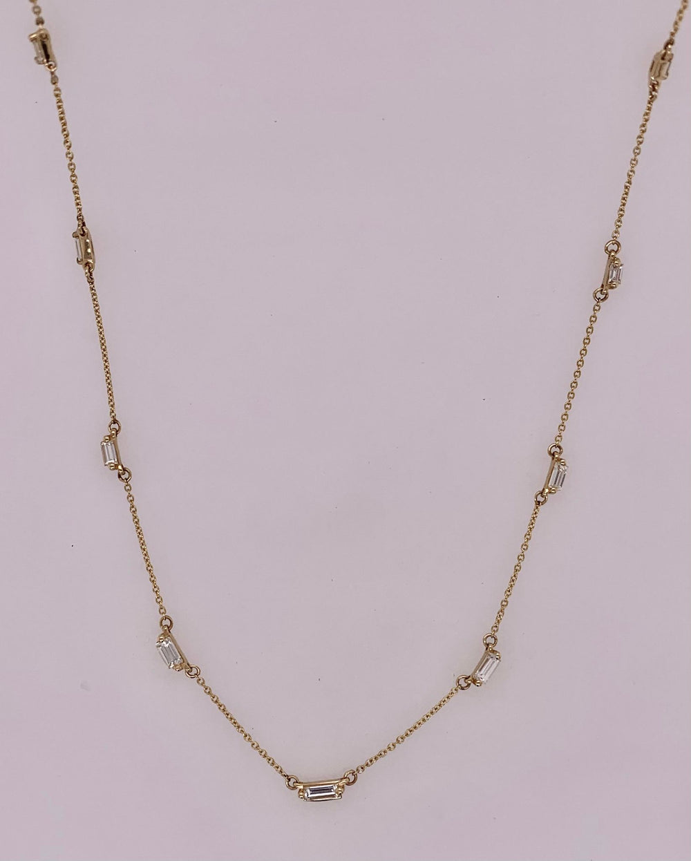 14K Diamond Station Necklace