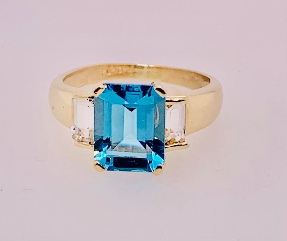 10K Estate Blue Topaz Ring