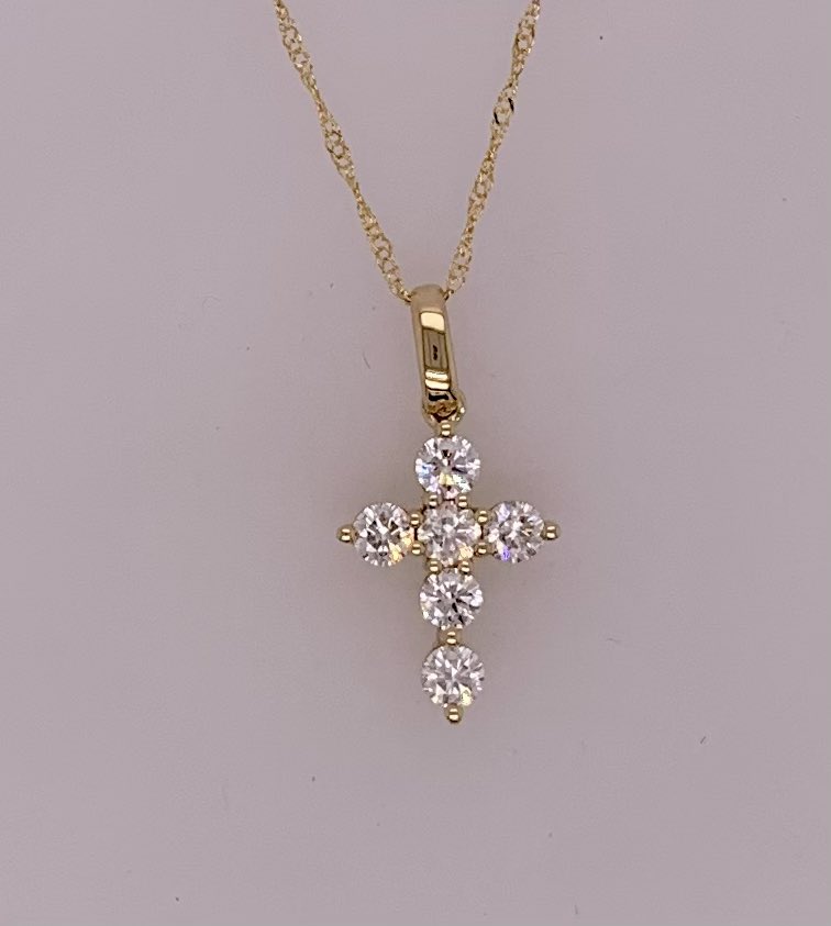 14K Diamond Cross Pendant