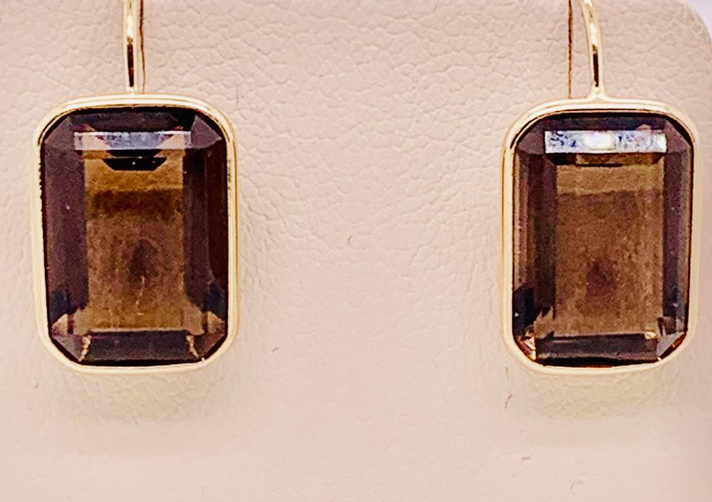 14K Smokey Quartz Earrings