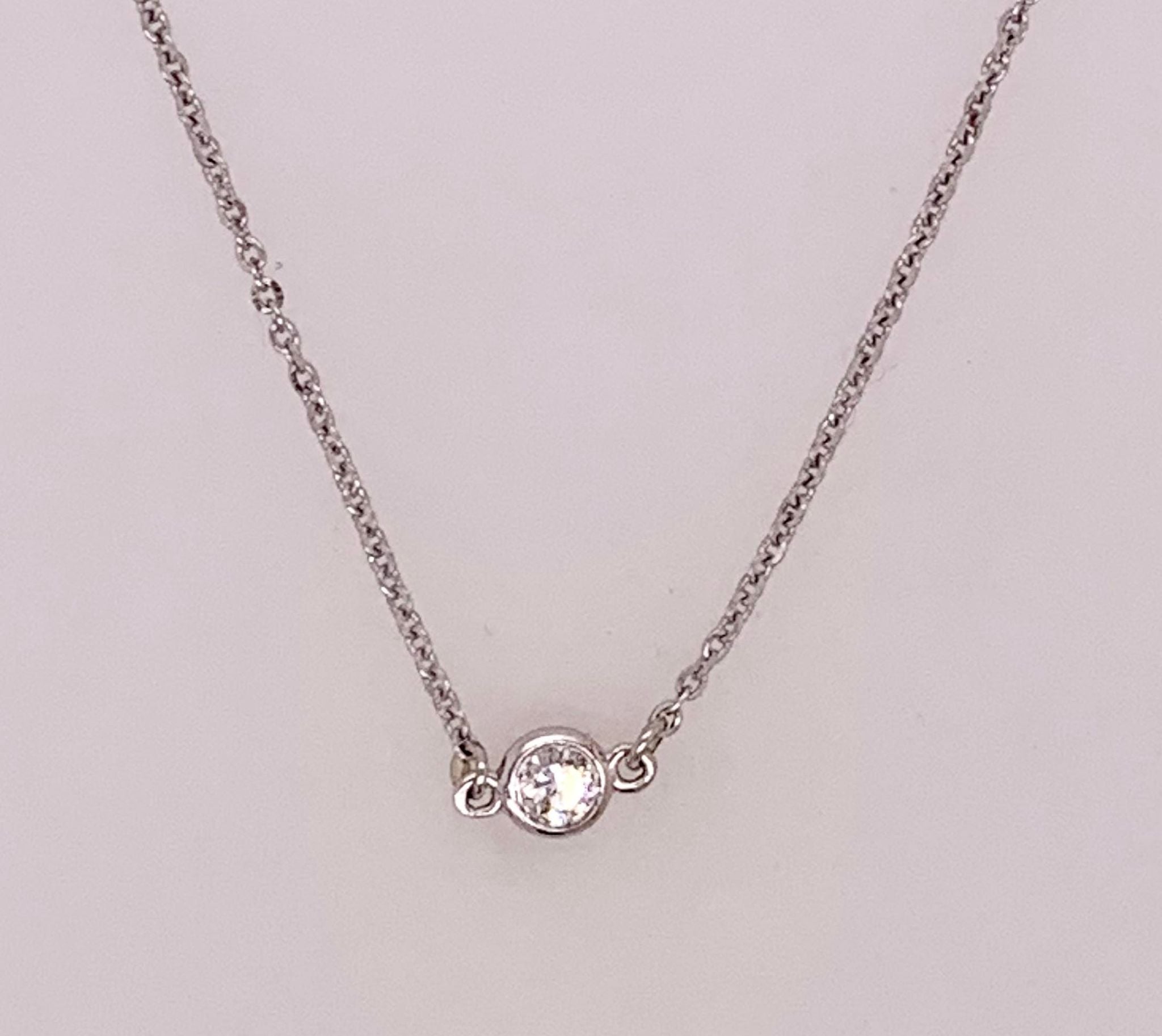 14K White Gold Station Diamond Necklace