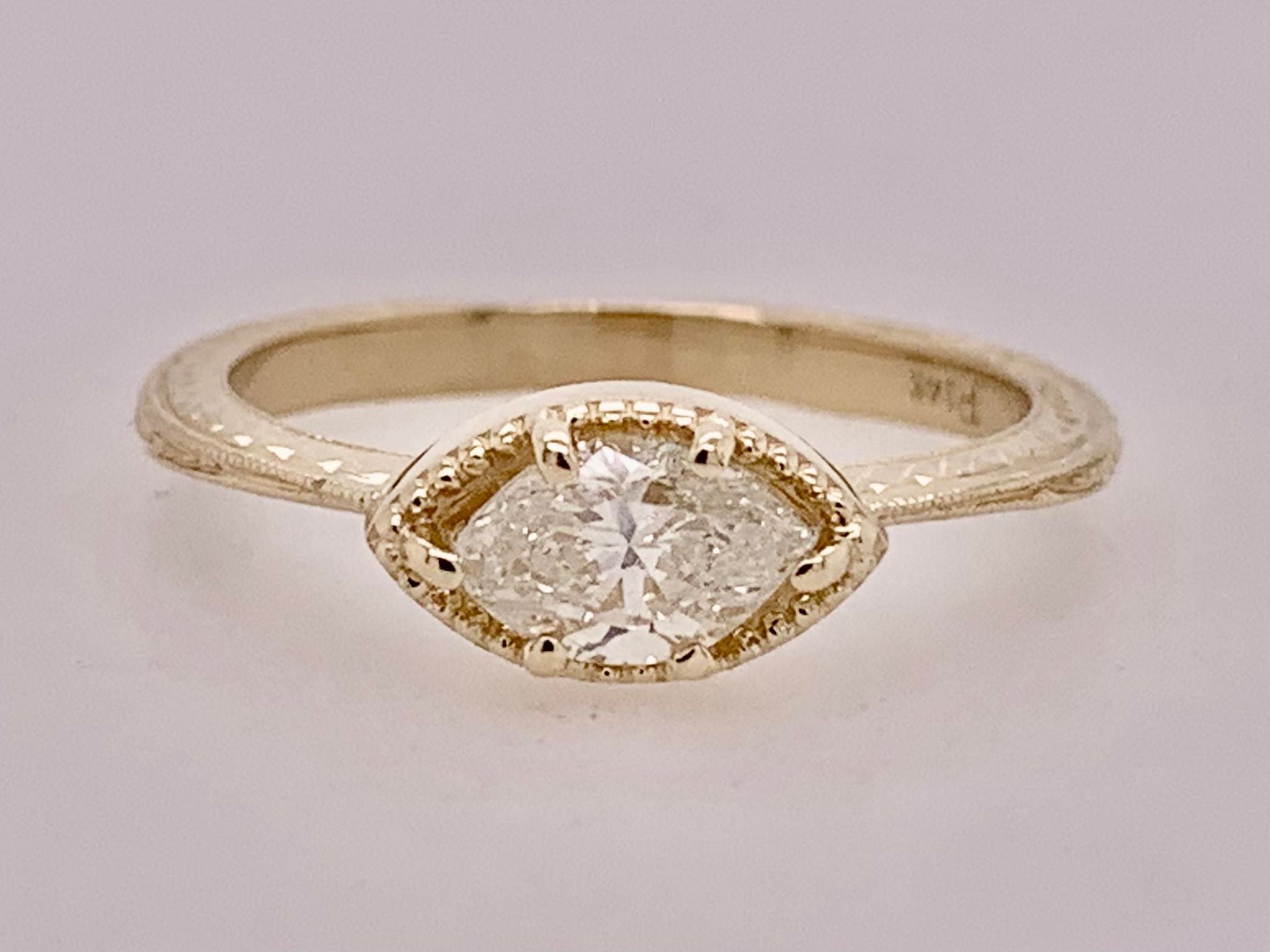 14K Marquise Diamond Solitaire