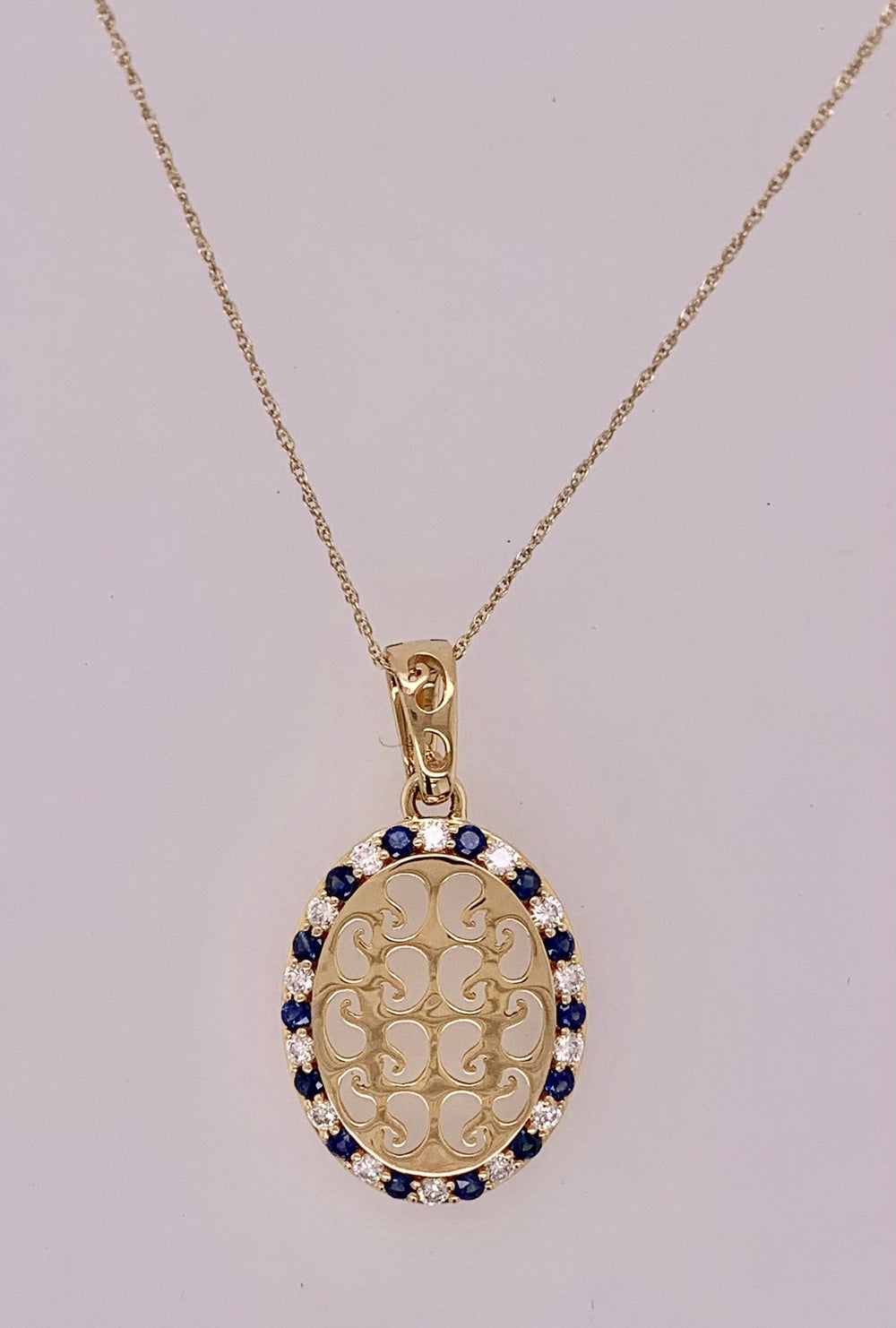 10K Sapphire & Diamond Necklace