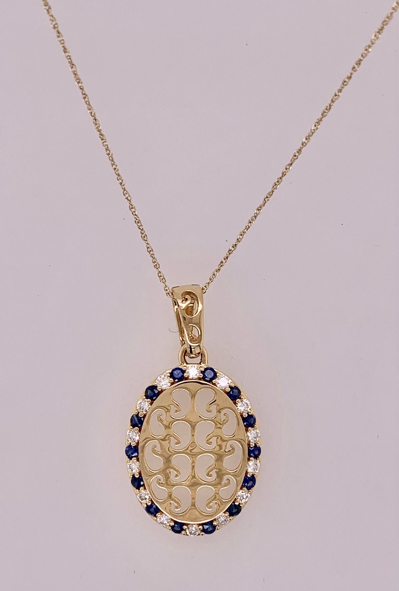 10K Sapphire & Diamond Necklace