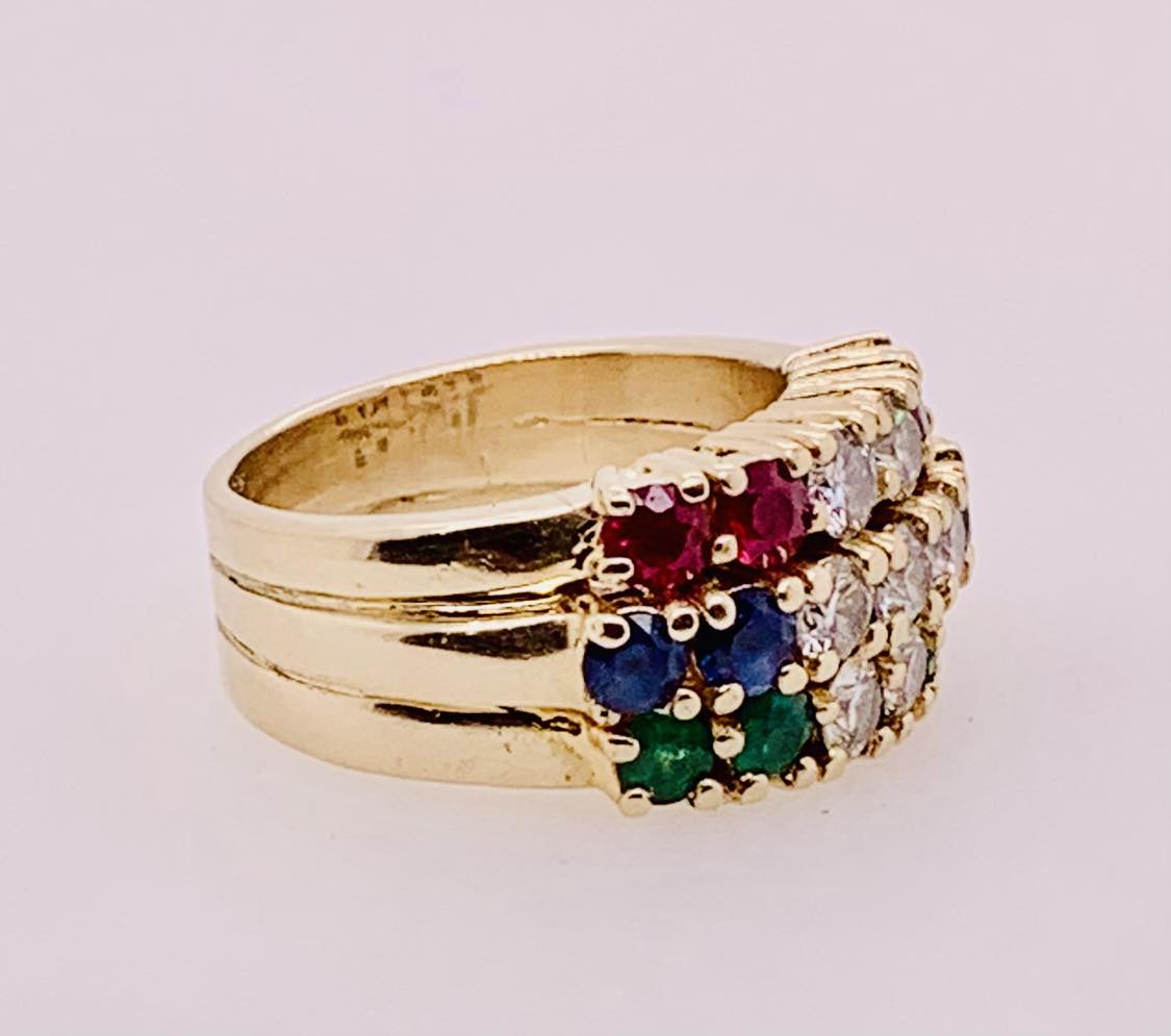 14K Estate Yellow Gold Multi Stone Ring