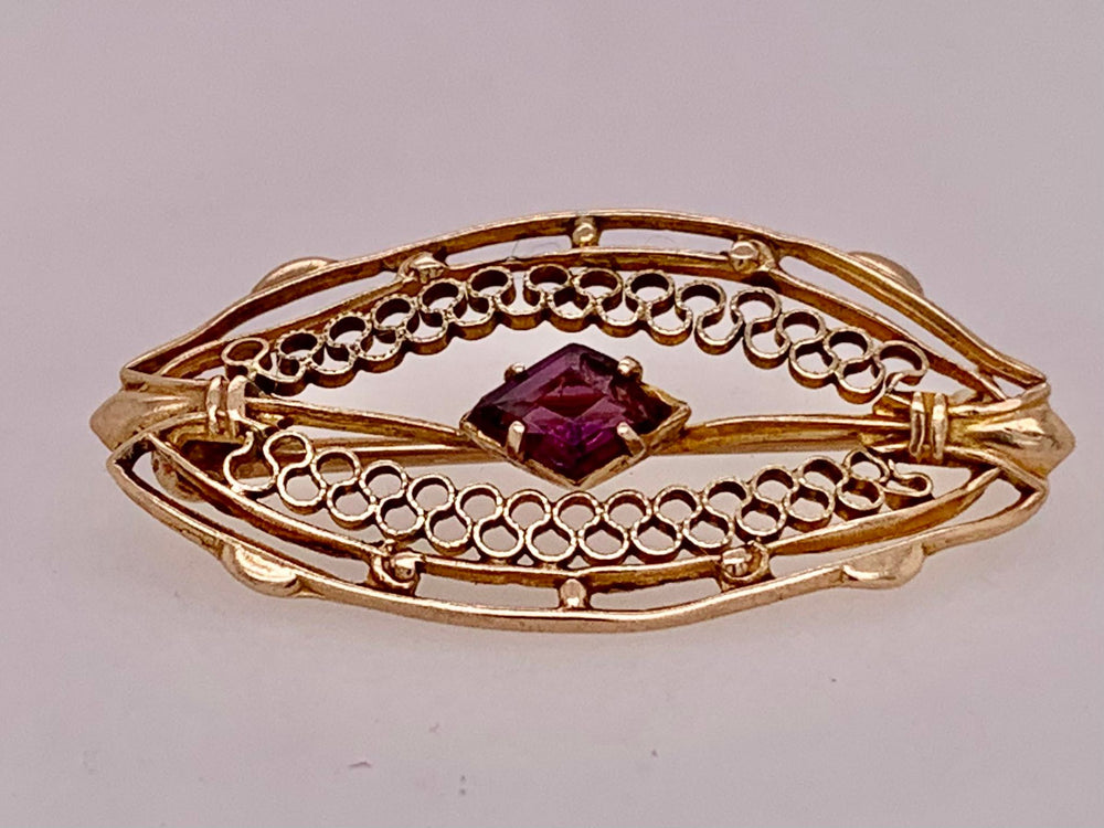 10K Estate Filigree Bar Pin