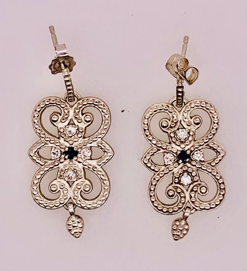 Estate Sapphire and Diamond Earrings