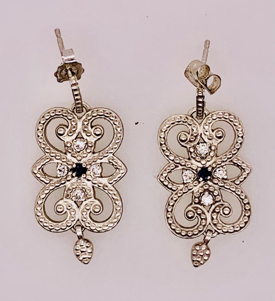 Estate Sapphire and Diamond Earrings