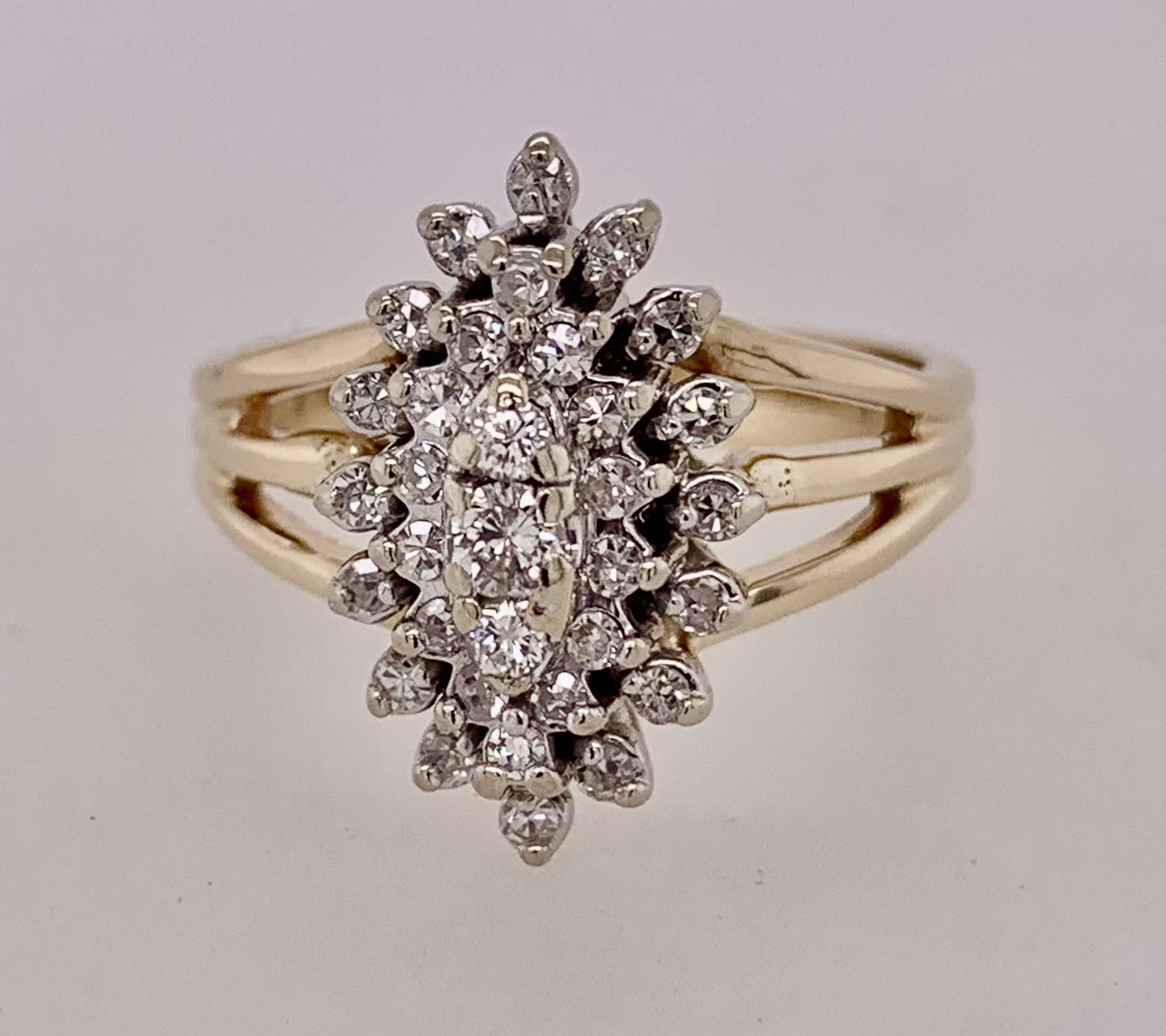 14K Estate Diamond Cluster Ring