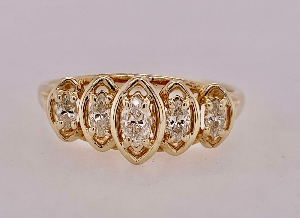 14K Estate Marquise Diamond Band