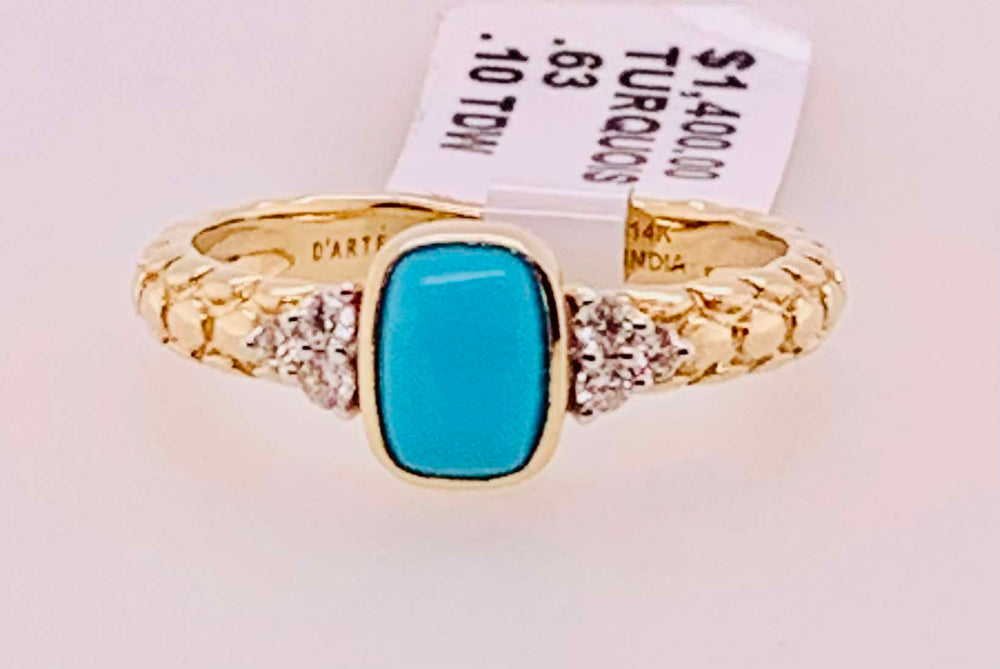 14K Turquoise & Diamond Ring