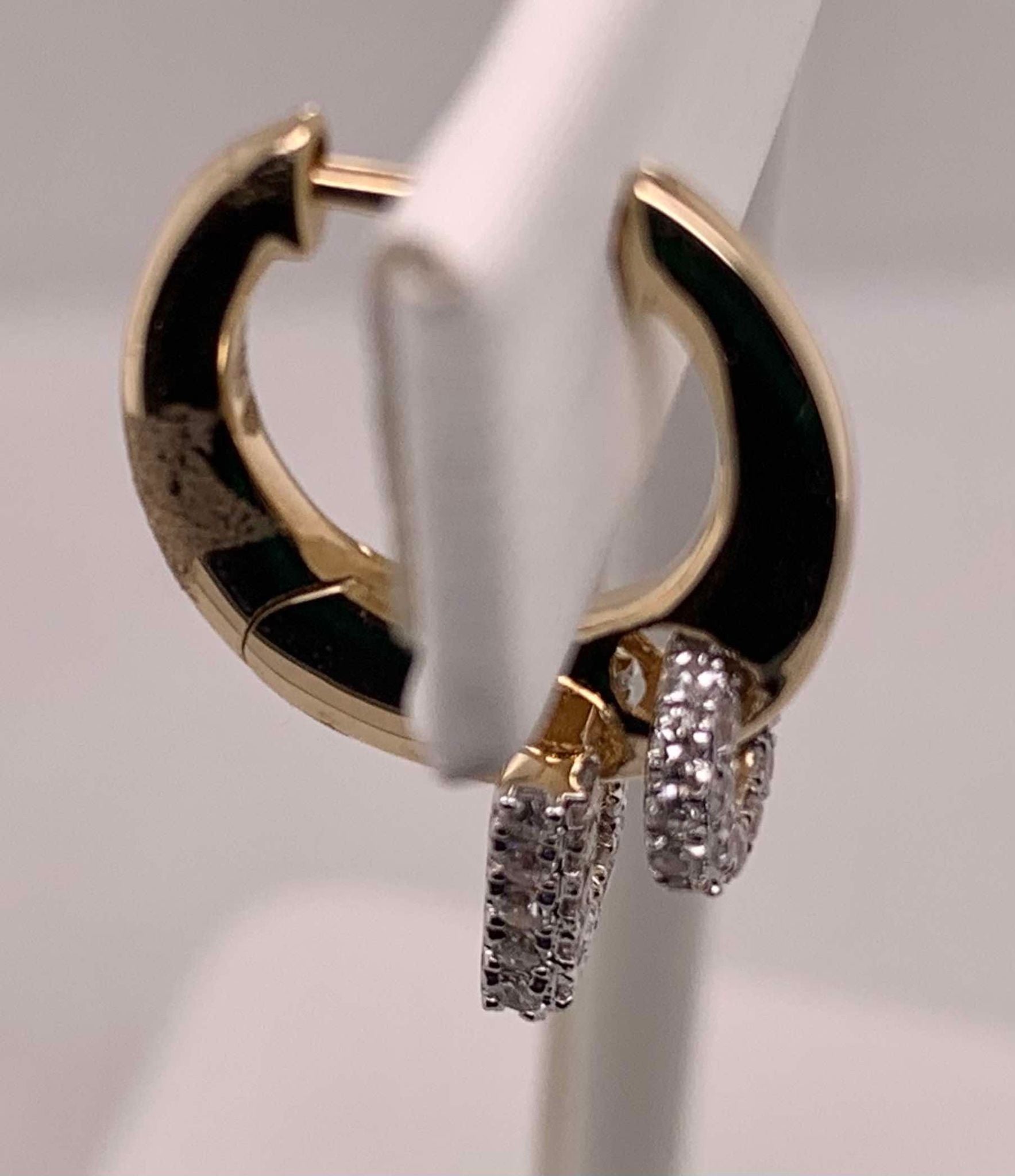 14K Diamond Huggie Hoop Earrings