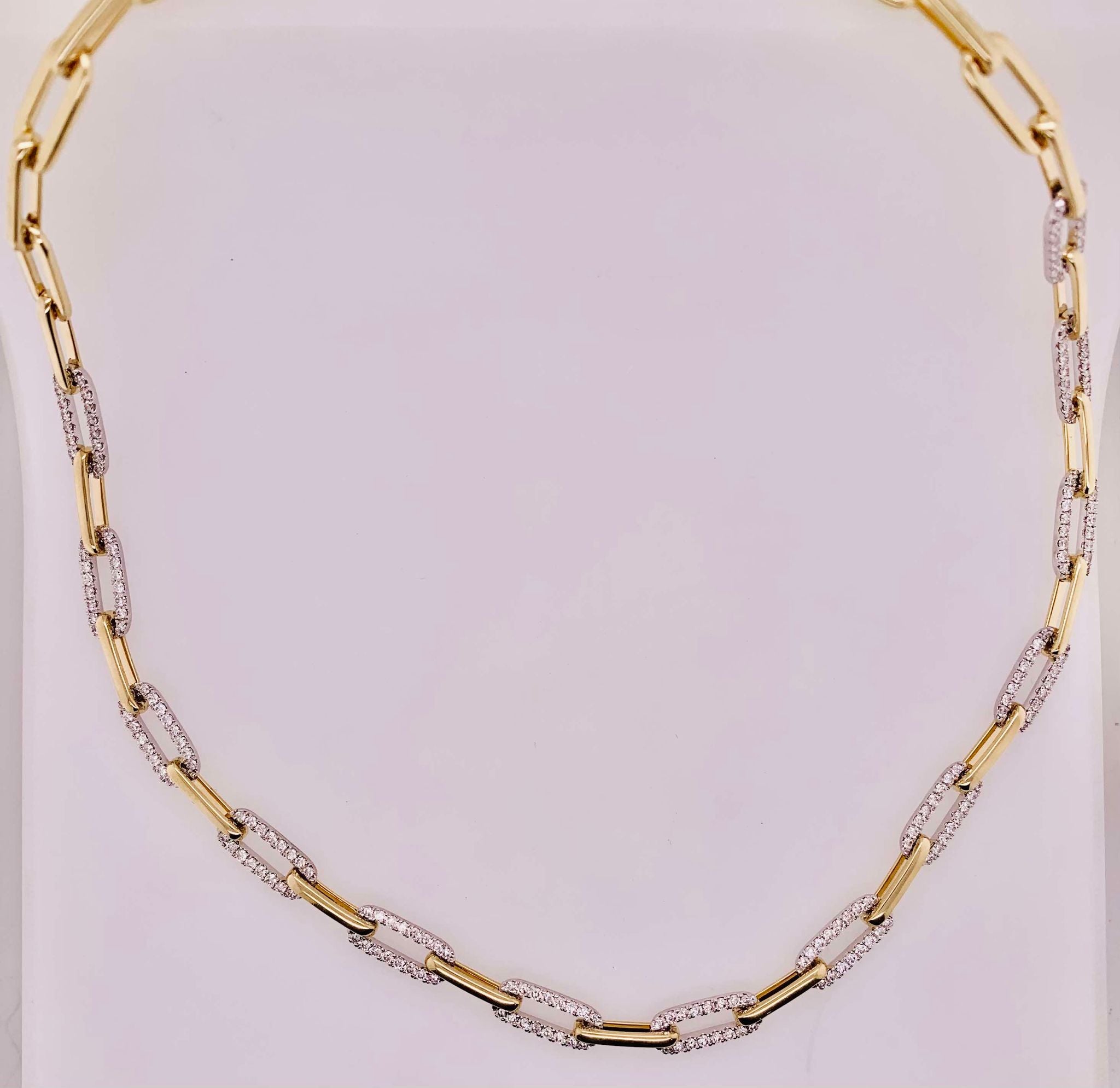 14K Diamond Paper Clip Necklace