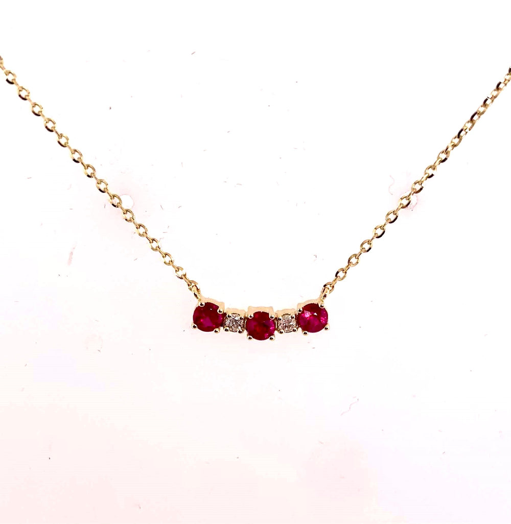 14K Ruby & Diamond Bar Necklace