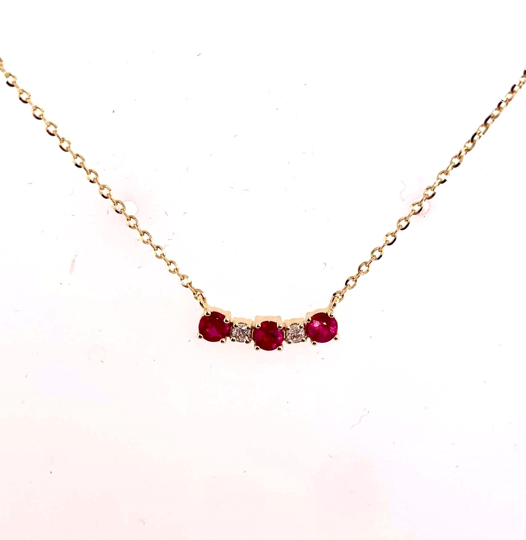 14K Ruby & Diamond Bar Necklace