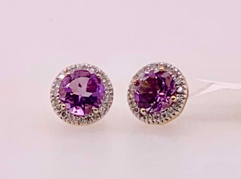 10K Amethyst & Diamond Earrings