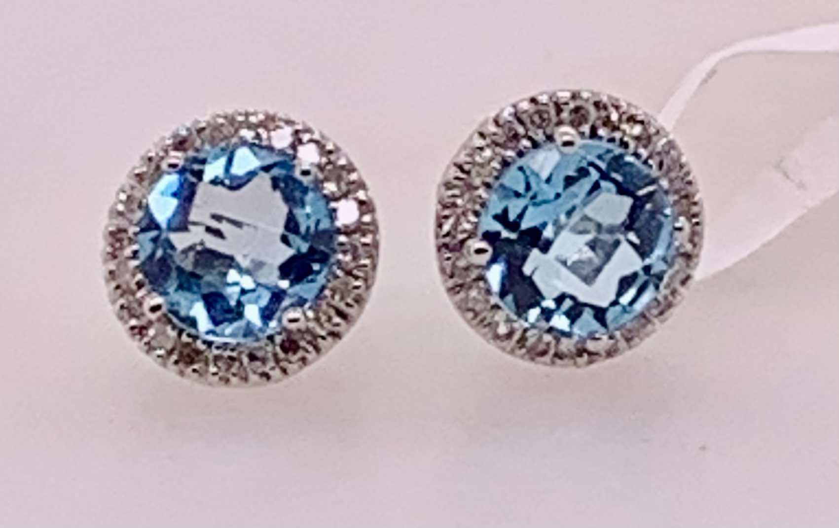 10K Blue Topaz & Diamond Earrings