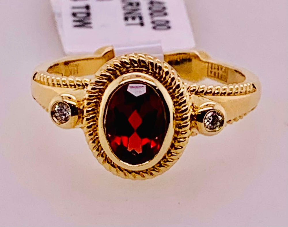 14K Garnet & Diamond Ring