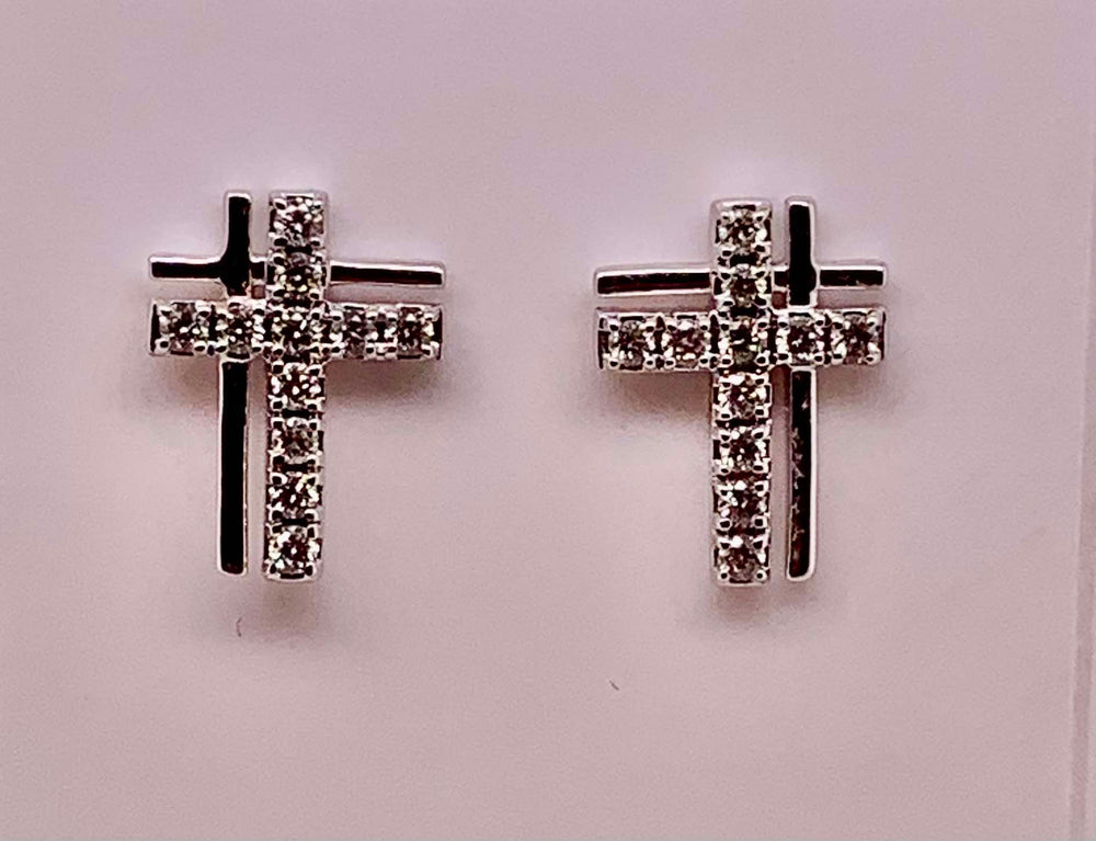 14K Diamond Cross Earrings