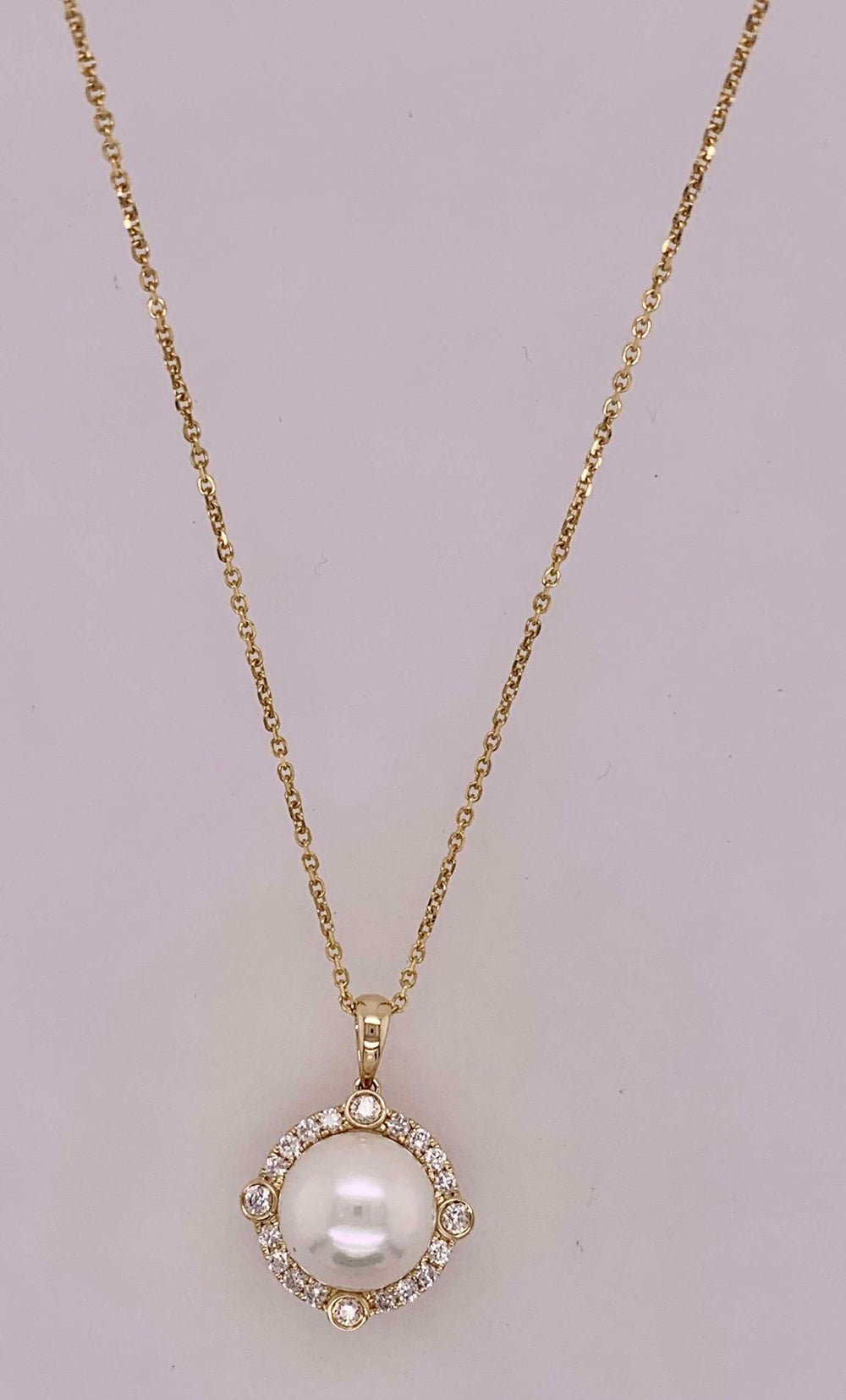 14K Freshwater Pearl & Diamond Pendant Necklace