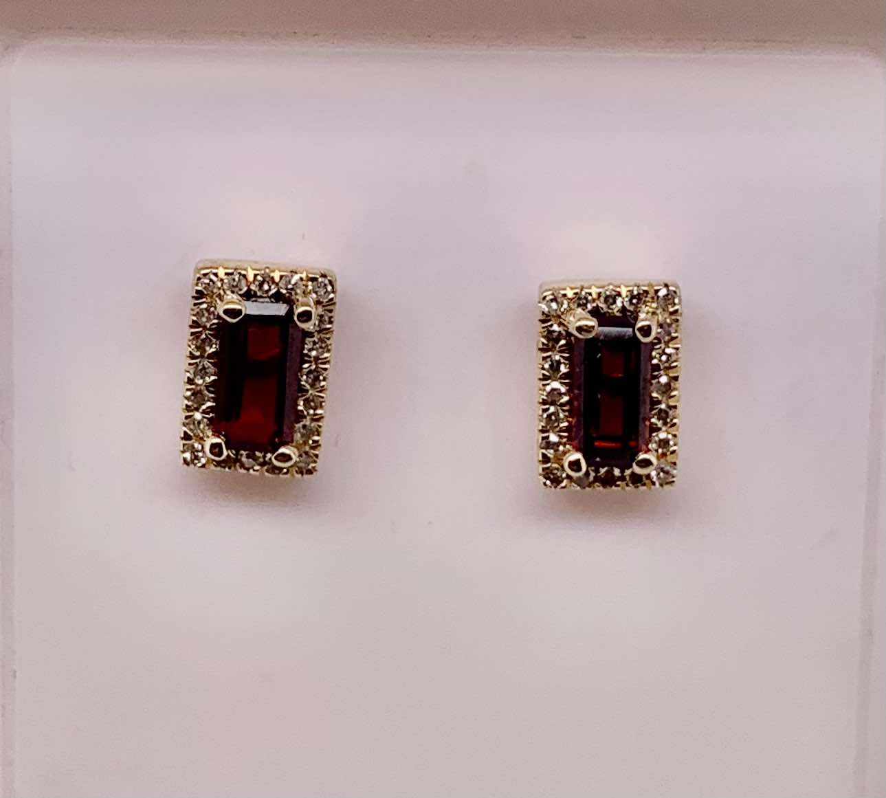 14K Garnet & Diamond Earrings