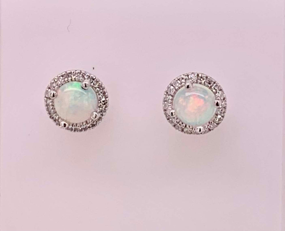 14K Opal & Diamond Earrings