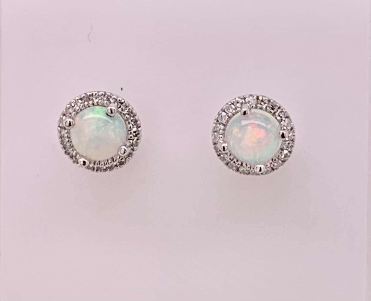 14K Opal & Diamond Earrings