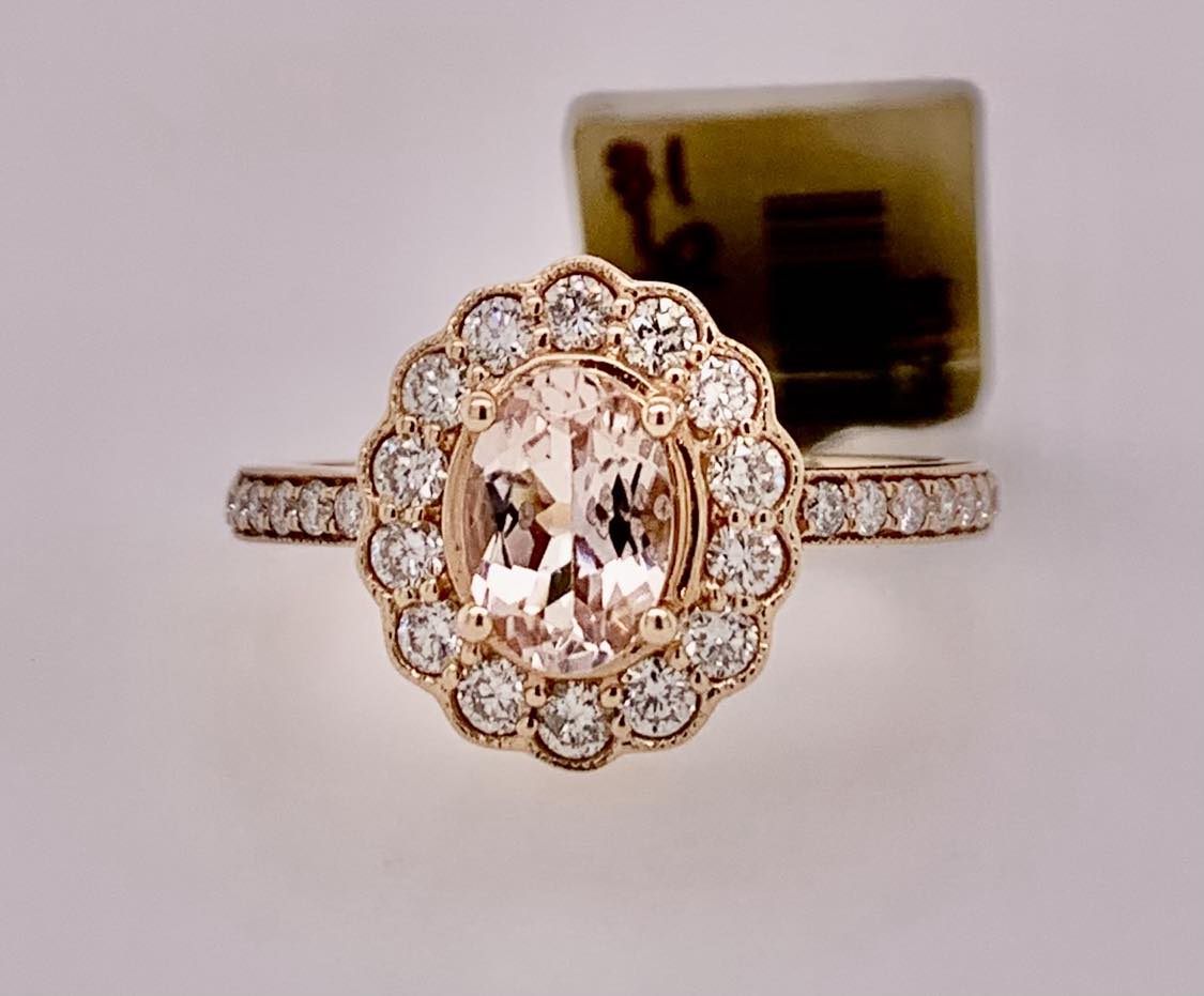 14K Morganite & Diamond Ring