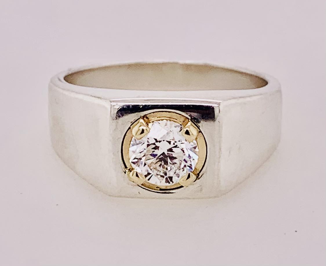 Sterling Silver and 14K Men's Ring