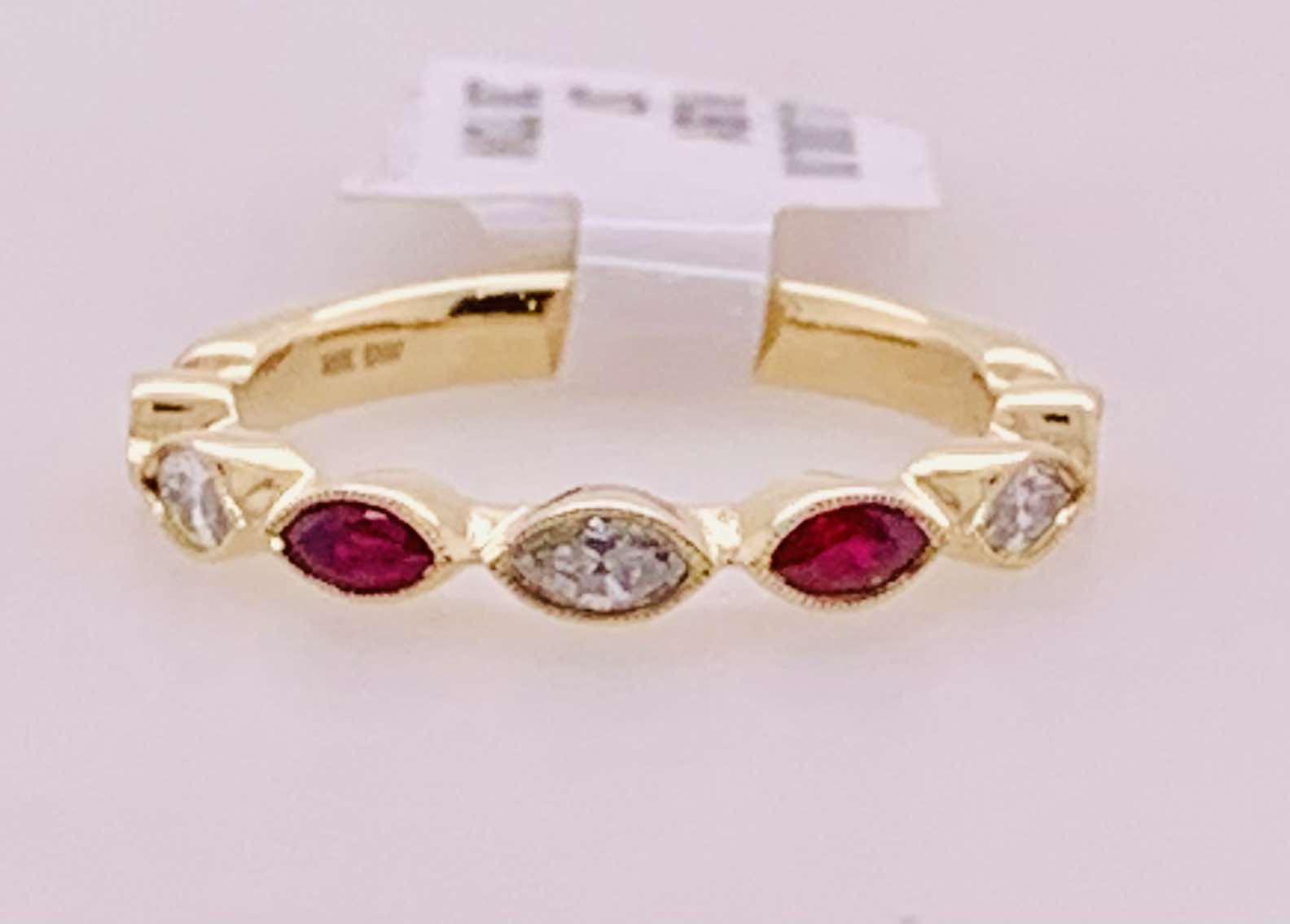 14K Ruby & Diamond Band Ring