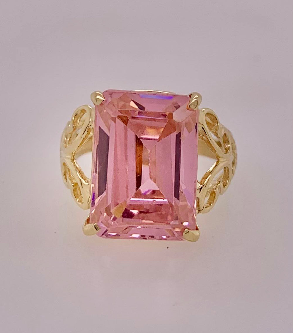 Estate 10K Pink CZ Ring