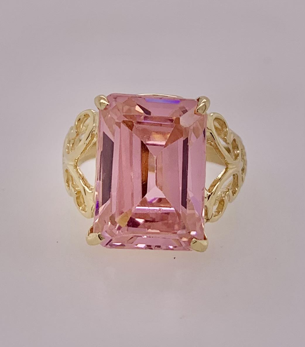 Estate 10K Pink CZ Ring