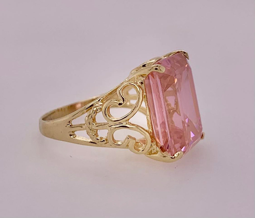 Estate 10K Pink CZ Ring