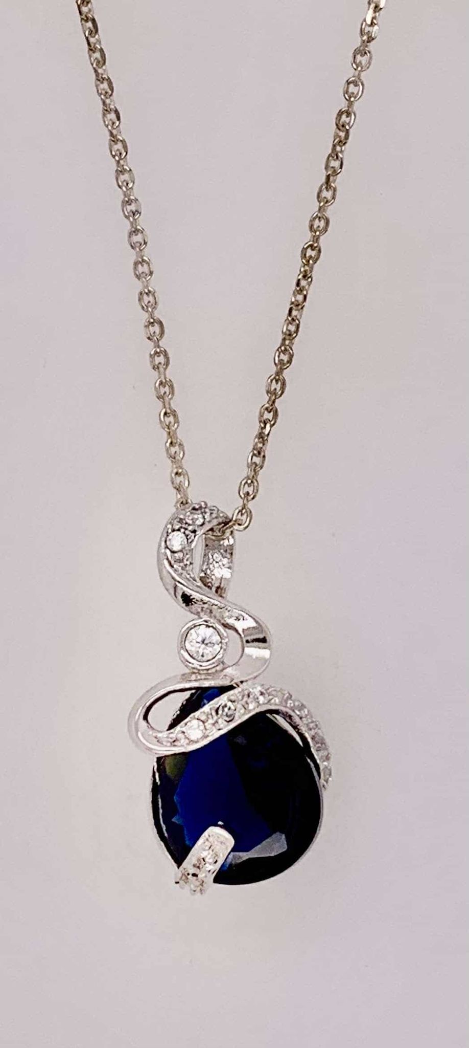 Sterling Sliver Synthetic Sapphire Pendant