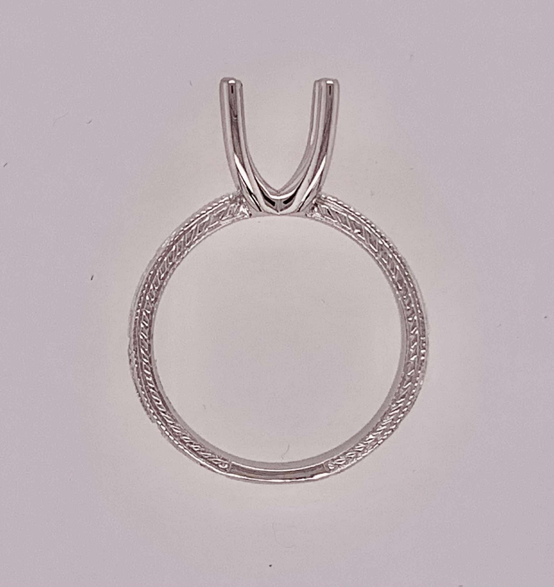 14K Hand Engraved Solitaire Setting